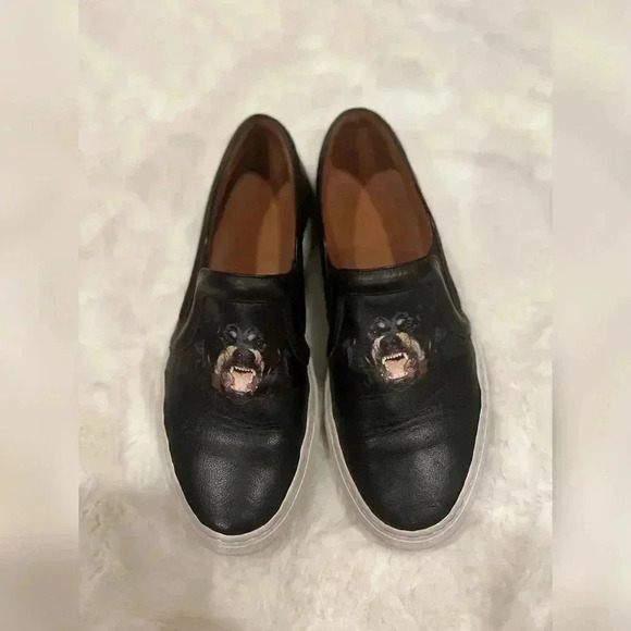Givenchy Rottweiler Print Leather Skate Shoe Black - Picture 3 of 8